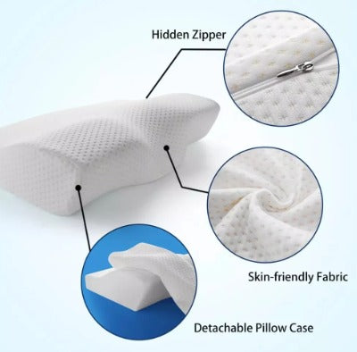 Almohada cervical viscoelástica en uso durmiendo de lado