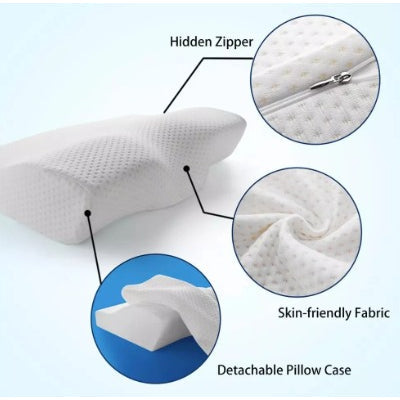 Almohada cervical viscoelástica en uso durmiendo de lado