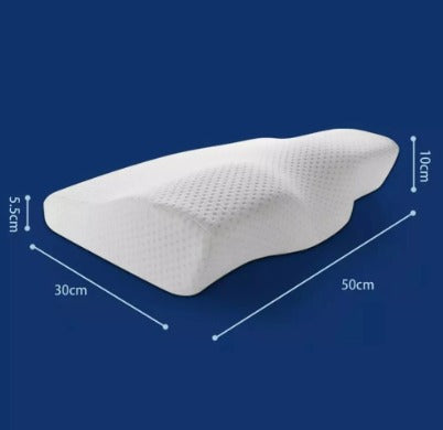 Perfil de la almohada cervical mostrando la cavidad central y los bordes de doble altura