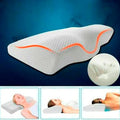 Almohada cervical viscoelástica blanca con textura de panal, vista frontal