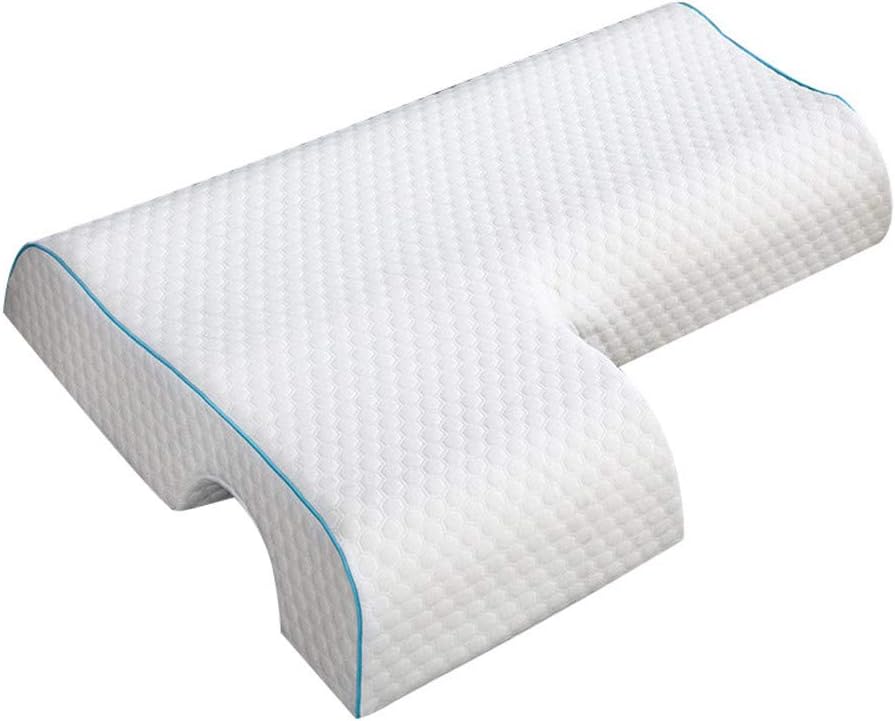 Almohada de brazo para parejas en blanco, con el canal para el brazo visible