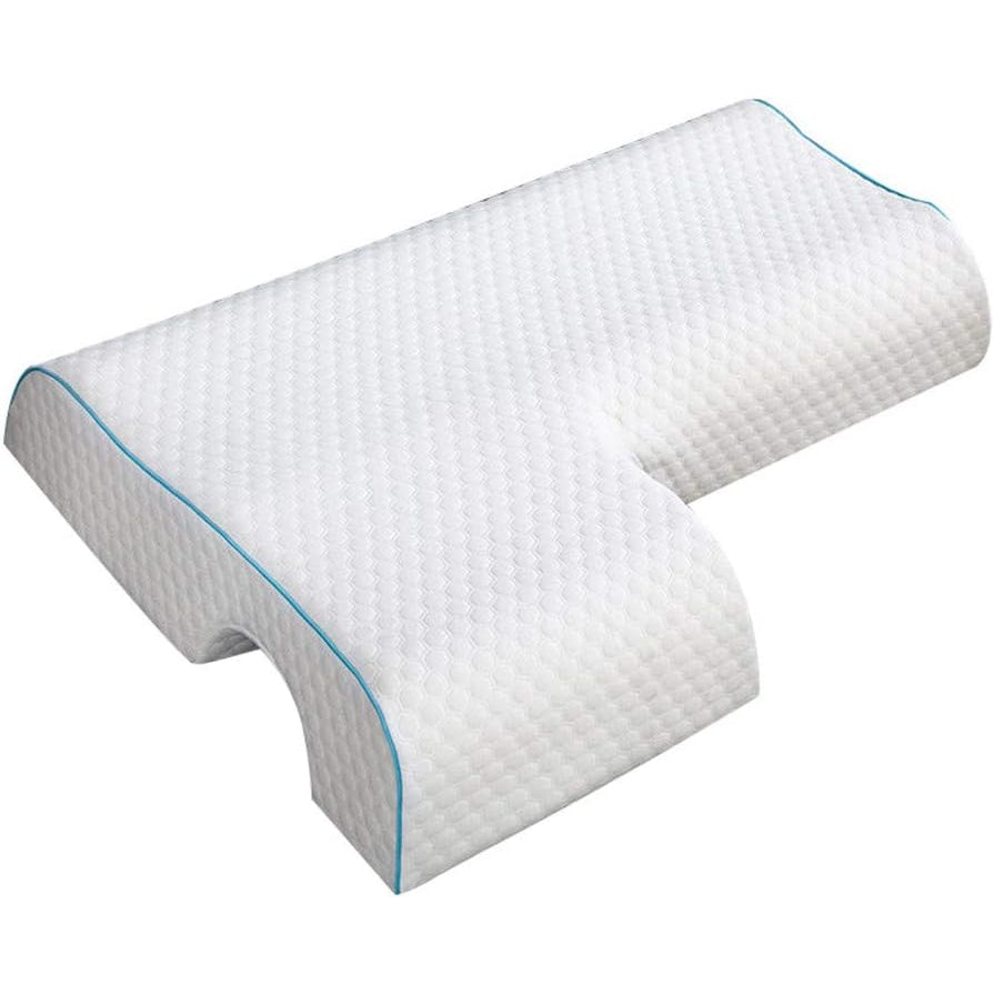 Almohada de brazo para parejas en blanco, con el canal para el brazo visible